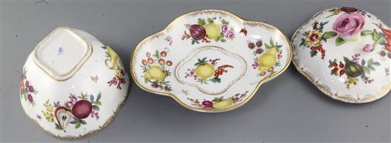 A Helena Wolfsohn, Dresden small tureen, cover and stand, late 19th century, total length 23.5cm